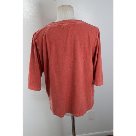 Poetry Shirt Womens 8 Red Short Sleeve Hemp Cotton Relaxed Fit Casual Top - Picture 3 of 6